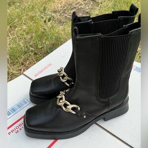 Brat Boots River Island Eur 39 Chain Link Gold 90s Chunky